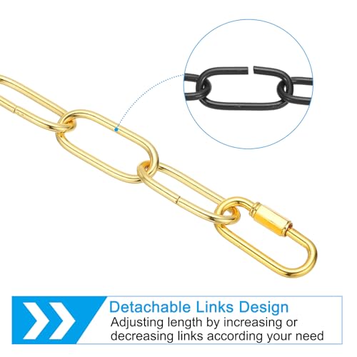Image of PATIKIL 6ft Lighting Hanging Chain, Metal Looping Chain with Quick Link Screw Lock Connectors for Hanging Plant Pendant Chandelier Light Fixture, Gold Tone