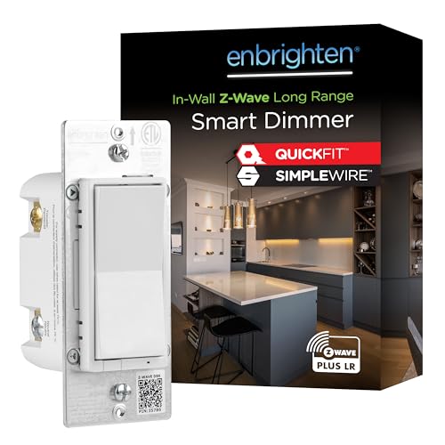 Enbrighten 800 Series Z-Wave Paddle Dimmer, Long Range 800LR, Quick Fit, Simple Wire, Direct 3-Way (No Add-On Switch Needed), Smart Hub Required, Compatible with Alexa, Google Home, 76593