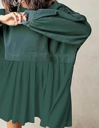 Vestido moletom grande feminino, vestido moletom falso plissado feminino de duas peças, minivestido