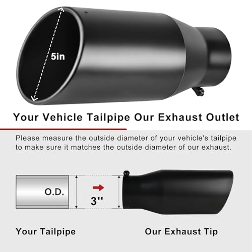 Image of 3 inch Inlet Exhaust tip, 3 inch Inlet 5 inch Outlet 12 inch Length Stainless Steel