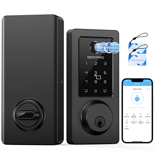 Smart Door Lock - Fingerprint Keyless Entry Door Lock With Bluetooth App, Electronic Keypad, Spare Keys, Ic Card, Codes, Ip65 Waterproof Security Smart Deadbolt Easy Install For Home Apartment Office #TOP17