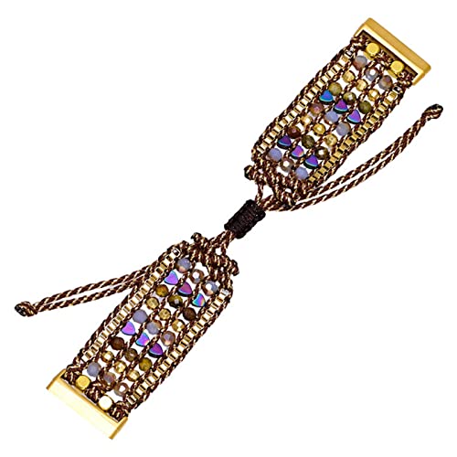 Techcode Watch Strap For Fitbit Versa 2, Adjustable Bracelet Handmade Natural Stone Weave Band Replacement Braided Pearl Loop Strap For Fit Bit Versa/Versa 2/Versa Lite (T01) #TOP3
