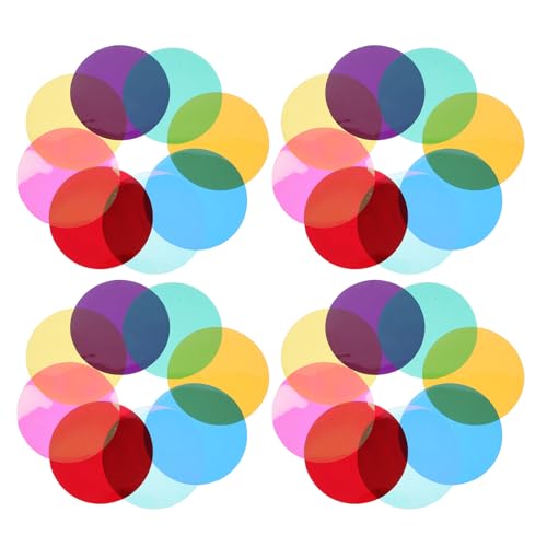 TOPBATHY Filtros de Gel Autoadhesivos para Lámparas Led, Película de Color Cálido Naranja, Diámetro 66 Mm, Set de 40 Piezas (8 Colores), Adecuado para Iluminación Ambiental y