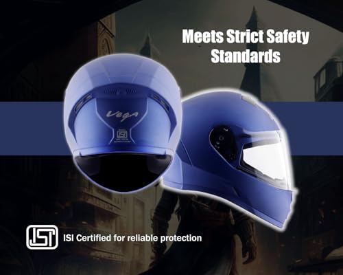 Image of Vega Ranger Full Face Riding Helmet with Lightweight Shell, Comfortable Liner, Shock-Absorbing Interior, Ventilated Design, Aerodynamic Build, and Modern Dull Blue Styling Dull Blue M