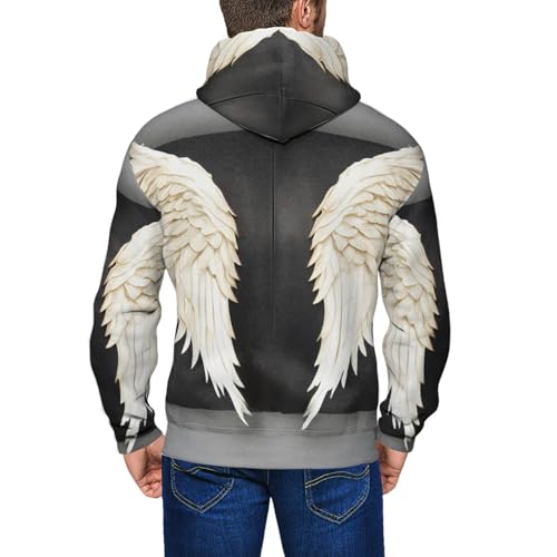 Sweat à capuche imprimé plumes d'ange homme coupe décontractée et tissu doux