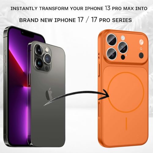 Image of SHINESTAR Converter Case for iPhone 13 Pro Max | Premium Protective Mag-Safe Cover | iPhone 17 Pro / 17 Pro Max Series Style Design | in-Built Camera Guard | Wireless Charging Compatible - Orange