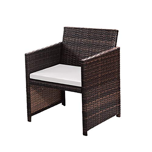 Image of Carry Bird 4 Piece PE Wicker Rattan Outdoor Furniture | 4 Seater Balcony Sofa With Tea Table | Set of 2+1+1 Outdoor Patio Chairs with Coffee Table | Sofa Sets & Center Table for Home & Garden | 3 Piece Patio Stools with Table | Indoor Patio Furniture Set Space Saving | Rattan Chair | Patio Set | Wicker Conversation Set | Poolside Lawn Arm Chairs Set For Balcony & Terrace | Balcony Table chair Set | Hotel Patio Seating Chair & Table Set with Glass | Brown Sofa Cream Cushion