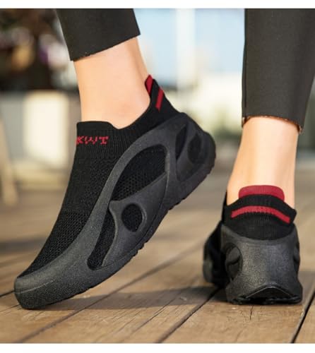 Men's Knit Mesh Shoes Breathable Comfortable Lightweight Sport Shoes Black for Hiking Running Gym Walking3