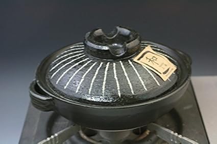 Amazon 萬古焼土鍋 鍋焼きラーメン鍋焼うどんに一人用6号土鍋 黒釉十草 訳あり商品をｱｳﾄﾚｯﾄ価格で 土鍋