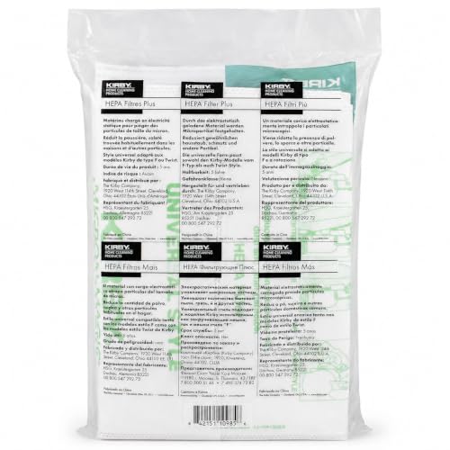 Image of Kirby 204814 Micron Magic HEPA Filter Plus Bags, 6, White Vacuum Bags