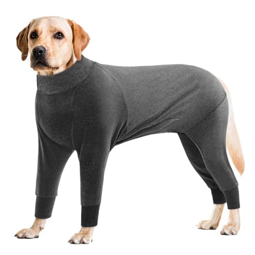 CITÉTOILE Erholungsanzug für Hunde - Genesungsanzug nach Operationen, Bauch Wundschutzanzug, E-Halsband-Alternative, Haustierpyjama für Große Hunde, Grau, L