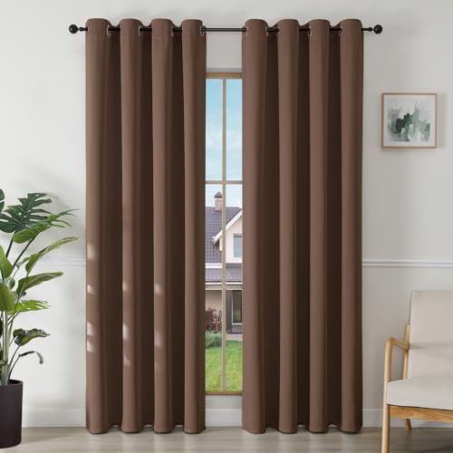 Rideau occultant 140x220 cm Joydeco marron thermique pour isolation et décoration