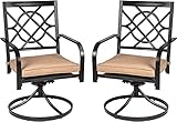 SOLAURA Patio Swivel Chairs of 2, Outdoor Dining Chair with Soft Cushion Patio Furniture for Garden, Balcony, Backyard, Porch