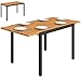 Outsunny Ausziehbarer Gartentisch, 100/150 x 70 cm, ausziehbar, rechteckig, aus Holz und Metall, mit Sonnenschirmloch, für 4-6 Personen, für Terrasse, Teak und Schwarz