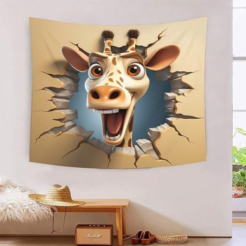 Tapisserie murale grand format girafe 3D tissu lavable pour serviette de plage et salon