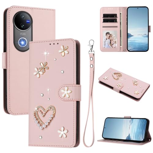 �X�}�z�P�[�X �Ή��@�� for Vivo V50 5G / V50E �������[�h�y�J�[�h�z���_�[�t�����z �t���b�v�J�o�[ �}�O�l�b�g�o�b�N�� �L�b�N�X�^���h�z Pink