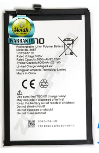 Image of Original BL -58BT Battery for Tecno Pouvoir 4 /4 Pro /Battery with 6 Month Warranty **** (R13)