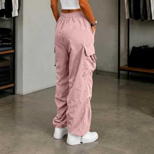 Women's Cargo Pants Drawstring Waist Wide Leg Utility Work Trousers - image 5
