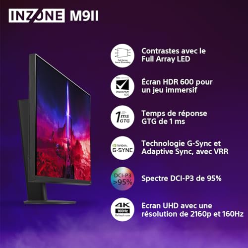 Sony INZONE M10S Ecran PC Gaming 27" OLED QHD: 480Hz 0.03ms GTG DCI P3 98.5% G Sync Adaptive Sync VRR co développé avec Fnatic 1300 nits DisplayPort 2.1 2 x HDMI 2.1 PC PS5 - vue 7