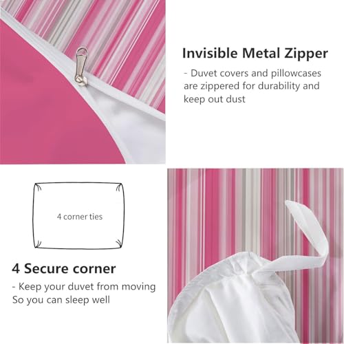 Housse de couette 240x260 rose avec fermeture éclair pratique - 5