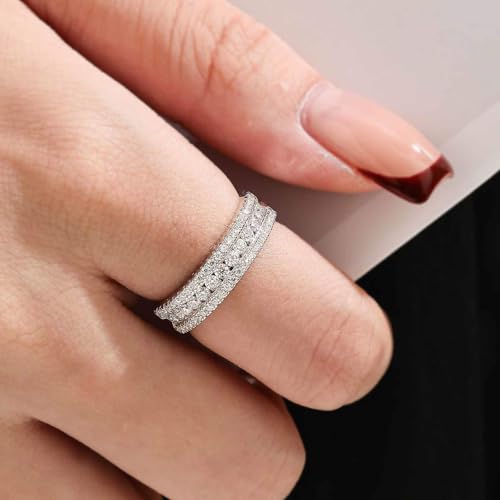 Moissanite Eternity Rings For Women D Color VVS1 Clarity Engagement Ring 925 Sterling Silver Sz 5-103