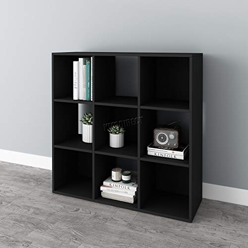 WestWood PB 3 Tier 9 Cube Bookshelf Bookcase Stand Storage Display Shelving Unit Home Furniture Study Office Cupboard Cabinet Rack Divider PB02 Black