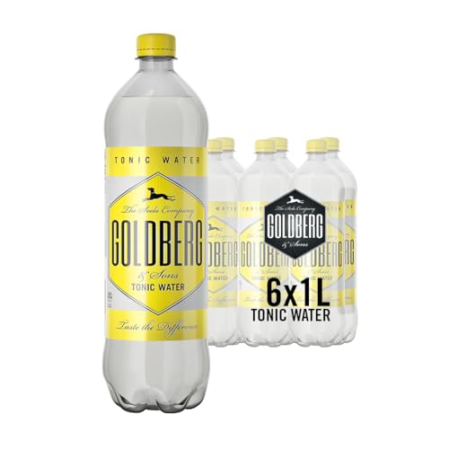 GOLDBERG Tonic Water 6 x 1 l PET-Flaschen Mit frischer Zitronennuance Ideal für Longdrinks Cocktails Aperitifs & alkoholfreie Erfrischungsgetränke
