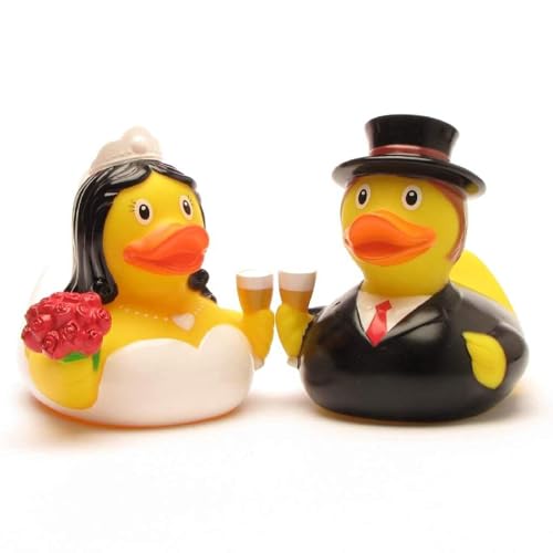 Canards couineurs Duckshop en duo de 8 cm à offrir comme cadeau de naissance