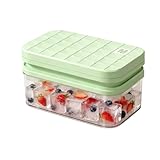 Silicone Ice Cube Trays with Lid and Bin, 58PCS Stackable Ice Cube Maker with Easy One-Touch Release & Portable Handle, Aesthetic Dopamine Green Ice Mold Container for Iced Coffee, Cocktails, Home Bar
