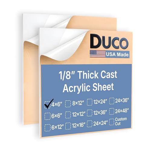 Image of Duco White Cast Acrylic Sheets 1 /8 inch (3mm) Thick 4 inch x 6 inch - 2 Pack of USA-Made Translucent White Plexiglass Sheet - Shatter Resistant Acrylic Board for Signs, Displays, Frames, & Decorative Projects