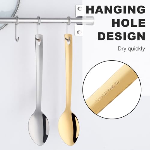 TUPMFG 13-Inch Large Serving Spoons Set, Stainless Steel Buffet Spoons for Kitchen, Parties, and Restaurants (Gold, 6 Pieces) - Image 7