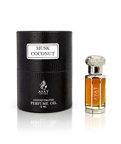 AYAT PERFUMES - Extrait de Parfum 12ml | Jolie Bouteille Emballée Dans Une Boîte Élégante | Attar Unisexe Sans Alcool | Huile Parfumée Longue Durée | Senteur Arabian Fabriqué à Dubaï (Musk Coconut) Cover