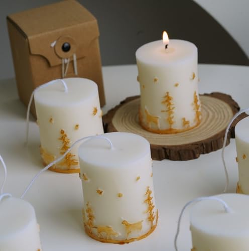 Bougie parfumée de Noël blanche cylindrique en cire de soja 140g pour fêtes