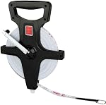 Champion Sports Open Reel Measure Tape with Metal Spike, Hand Crank - Open Tape Measure for Track and Field, Long Jump - Durable, Dual-Sided Measuring Reel with Feet and Meters - Multiple Lengths