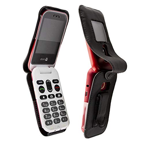caseroxx Sac Cuir avec Clip Ceinture pour Doro 6060 en Cuir veritable, Housse de Protection à Porter à la Ceinture (avec fenêtre Transparente antisalissure; Coloris...
