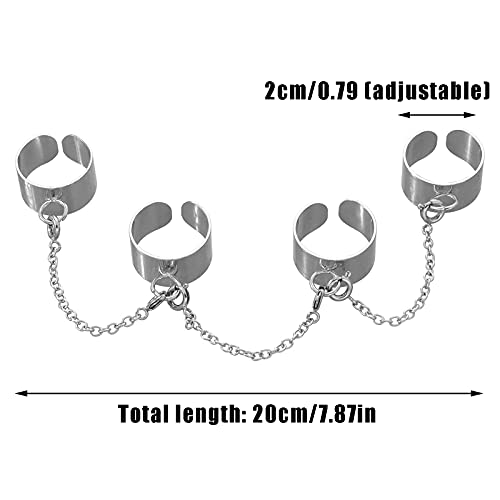Open Vinger Ring Met Ketting Verstelbare Open Vinger Ring Stapelbare Ringen Gotische Vintage Ring Knuckle Ring Punk Ring Vrouwen En Ring Voor Creatieve Persoonlijkheid Modieuze Punk Vrouwen Mannen - Image 4