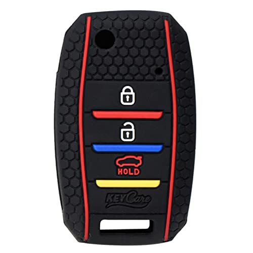 Image of KMH - Soft Silicone Key Cover Compatible for Kia Settos 3 Button Smart Key (Black)