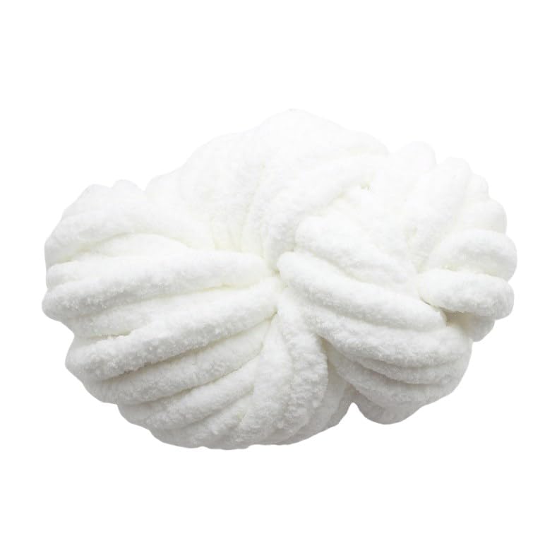 Lana gruesa de felpilla blanca de 500 gramos ideal para tejer con manos y ganchillo XL