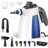 Handheld Steam Cleaner, 230°F Pressurized Steamer with No Water Spitting & Continuous Steam, 350ML Chemical-Free Deep Cleaning for Grease & Grime, 12 Accessories for Kitchen & Car(Gray＆Blue)