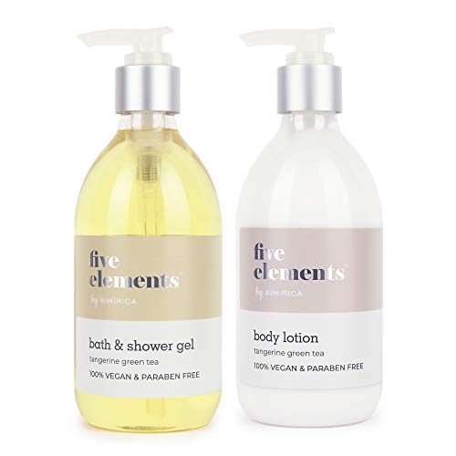 Image of Kimirica Five Elements Shower Gel and Moisturizing Body Lotion Bath Care Duo | Enrich with Goodness of Aloe and Glycerine for men & women 100% Vegan (300ml | 300ml)
