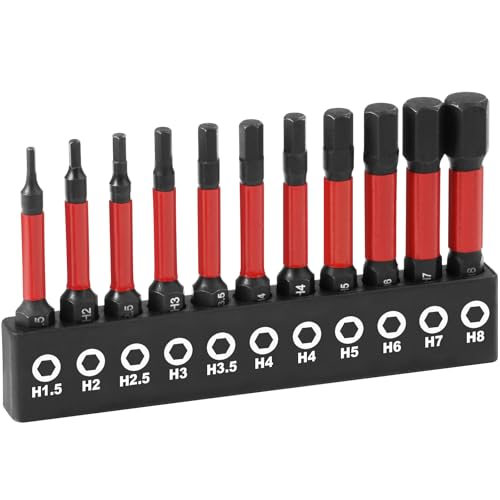 Flintronic 11Pcs Allen Wrench Drill Bit Set, S2 Steel Magnetic Impact Hex Allen Key Bit Set