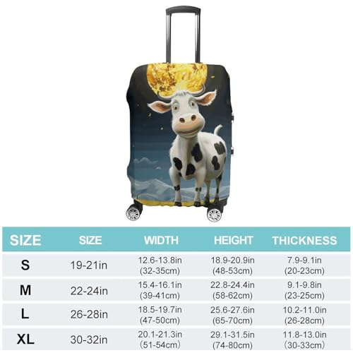 Cow over The Moon Travel Luggage Cover Anti-scratch Suitcase Cover Elastic Suitcase Protective Cover Fits 19-32 Inch Luggage M2