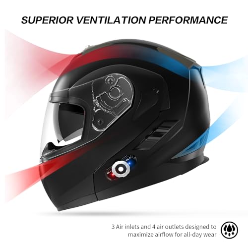 Freedconn Motorcycle Helmet Bluetooth 5.0 Integrated New Eps Freedconn Bm2-S Modular Flip Up Dual Visor Motorbike Helmet Dot Fmvss-218 Approved Mp3 Fm thumb #4