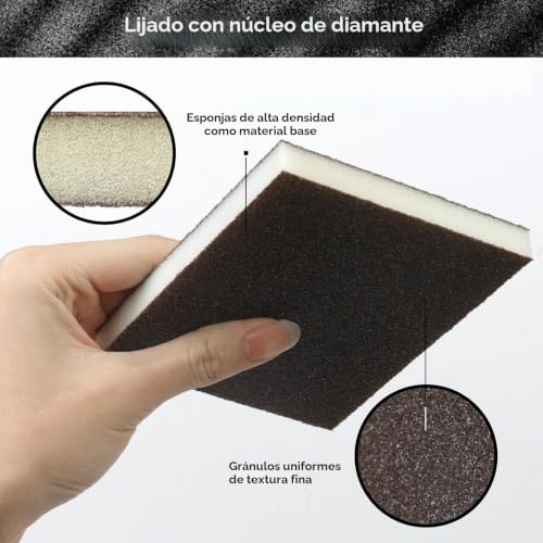 Miniatura 4 de Stebruam 6 Esponjas De Lijado, Almohadillas De Lija De Grano 220, Esponja De Arena Lavable Y Reutilizable, Paquete De Papel De Lija Para Pared De Madera Y Metal
