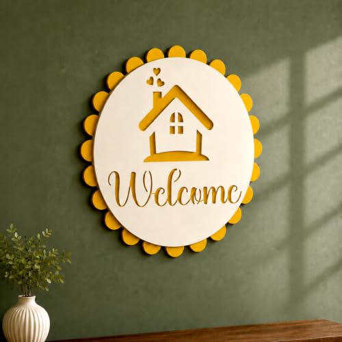 Image of Sehaz Artworks Welcome Home Wall Decor Items for Living Room 28x28 CM