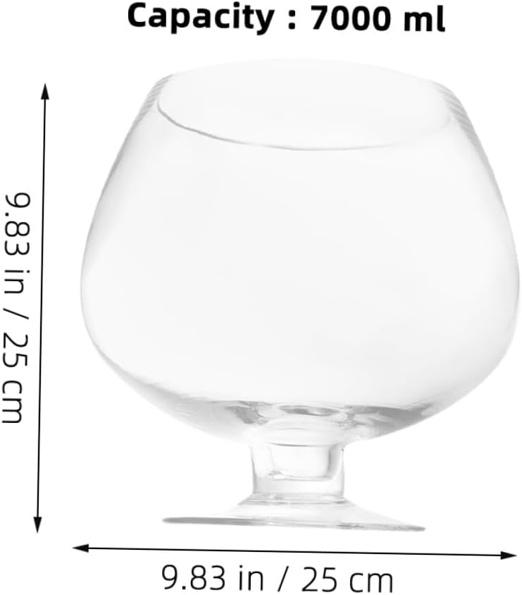 Glass Goldfish Tank and Small Fish Bowl Aquarium 7000ml Glass Desktop Betta Fish Bowl Hydroponic Plant Holder Decorative Aquarium for Home Office