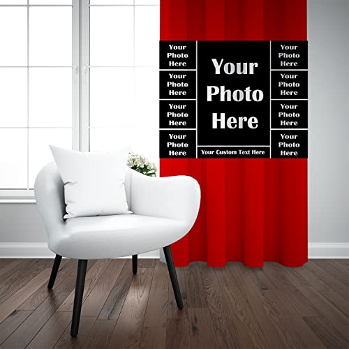 Image of Crush Fabric Photo Personalise Curtains with 8 Eyelet for Living Room Bedroom Home Office 4 x 7 Feet Style 134 (One Pcs) (Red)