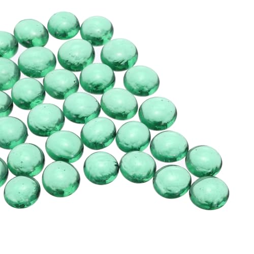 sourcing map Cuentas de cristal, 19 piedras preciosas de cristal plano, color verde esmeralda, 0.25 libras (0.4 0.86 pulgadas), guijarros de cristal para rellenar jarrones, decoración de acuarios,