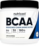 Nutricost BCAA Powder (Unflavored, 30 Servings) - Vegetarian, Non-GMO, Gluten Free, Optimal 2:1:1 Ratio