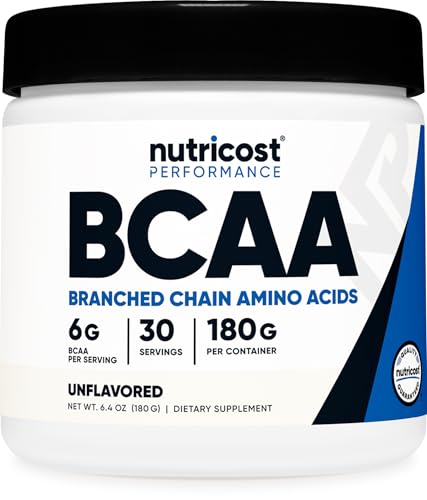 Nutricost BCAA Powder (Unflavored, 30 Servings) - Vegetarian, Non-GMO, Gluten Free, Optimal 2:1:1 Ratio